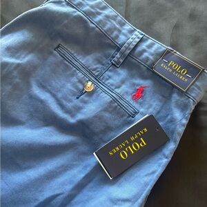 Ralph Lauren Men's Blue Chino Pants with Red Pony. Big and tall